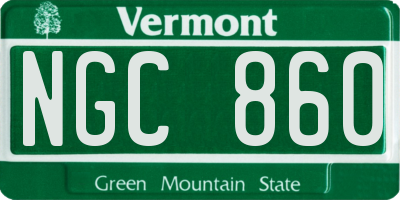 VT license plate NGC860
