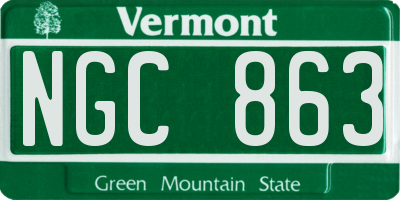 VT license plate NGC863
