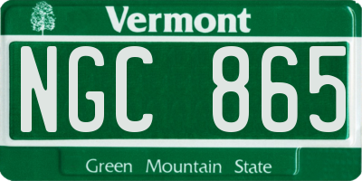 VT license plate NGC865
