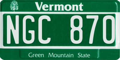 VT license plate NGC870