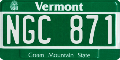 VT license plate NGC871
