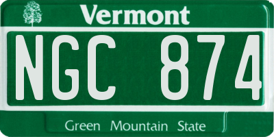 VT license plate NGC874