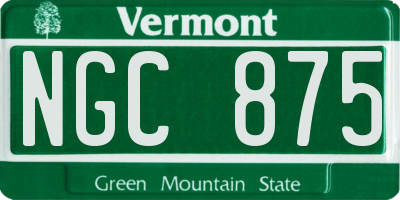 VT license plate NGC875
