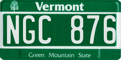 VT license plate NGC876
