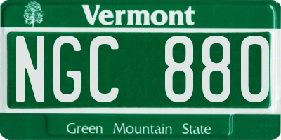 VT license plate NGC880