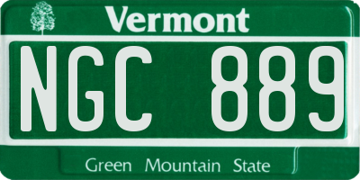 VT license plate NGC889