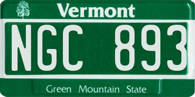 VT license plate NGC893