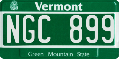 VT license plate NGC899