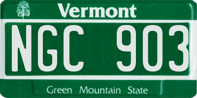 VT license plate NGC903