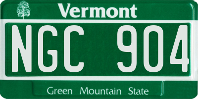 VT license plate NGC904