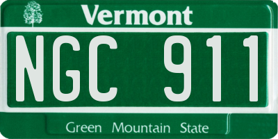 VT license plate NGC911