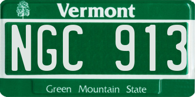 VT license plate NGC913