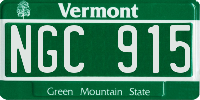 VT license plate NGC915