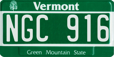VT license plate NGC916