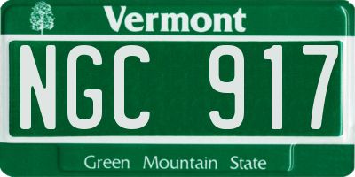 VT license plate NGC917