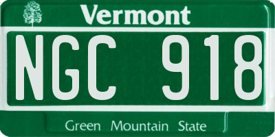 VT license plate NGC918