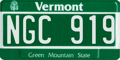 VT license plate NGC919