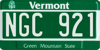 VT license plate NGC921