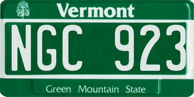 VT license plate NGC923