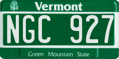 VT license plate NGC927