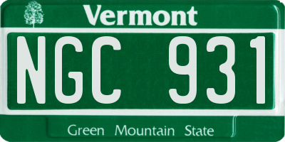 VT license plate NGC931