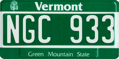 VT license plate NGC933