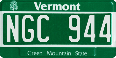 VT license plate NGC944