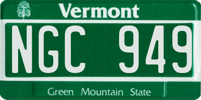 VT license plate NGC949