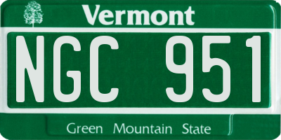 VT license plate NGC951