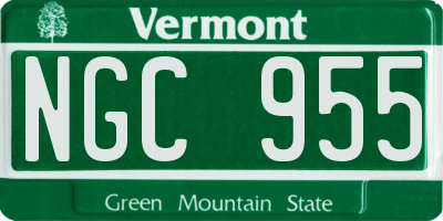VT license plate NGC955
