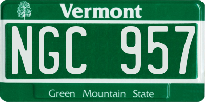 VT license plate NGC957