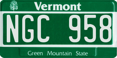 VT license plate NGC958