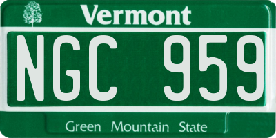 VT license plate NGC959