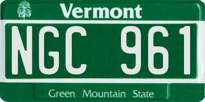 VT license plate NGC961