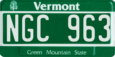 VT license plate NGC963