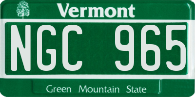 VT license plate NGC965