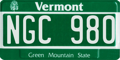 VT license plate NGC980