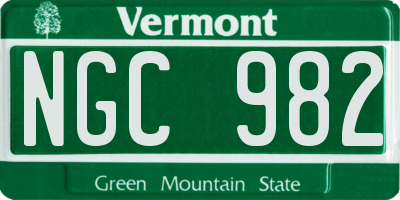 VT license plate NGC982