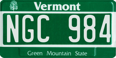 VT license plate NGC984