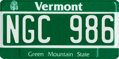 VT license plate NGC986