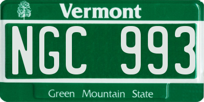VT license plate NGC993