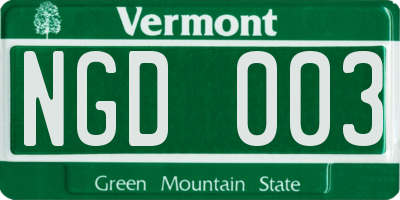 VT license plate NGD003