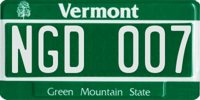 VT license plate NGD007