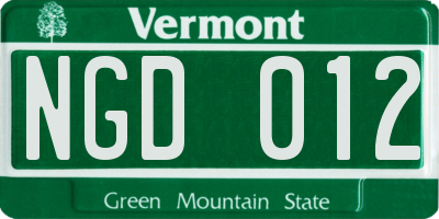 VT license plate NGD012