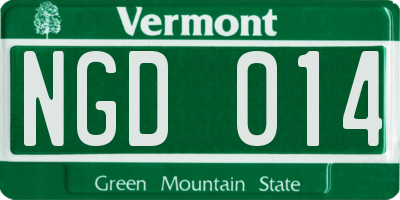 VT license plate NGD014