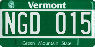 VT license plate NGD015