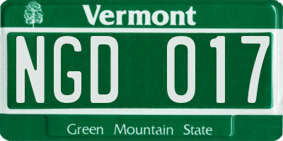 VT license plate NGD017