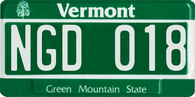 VT license plate NGD018