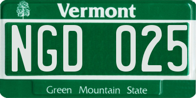 VT license plate NGD025