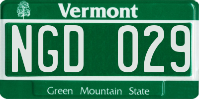 VT license plate NGD029